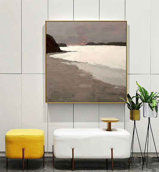 Koyu ve Açık Gri Dalgalar Siparişe Özel Soyut Yağlı Boya Tablo Simurg Sanatevi