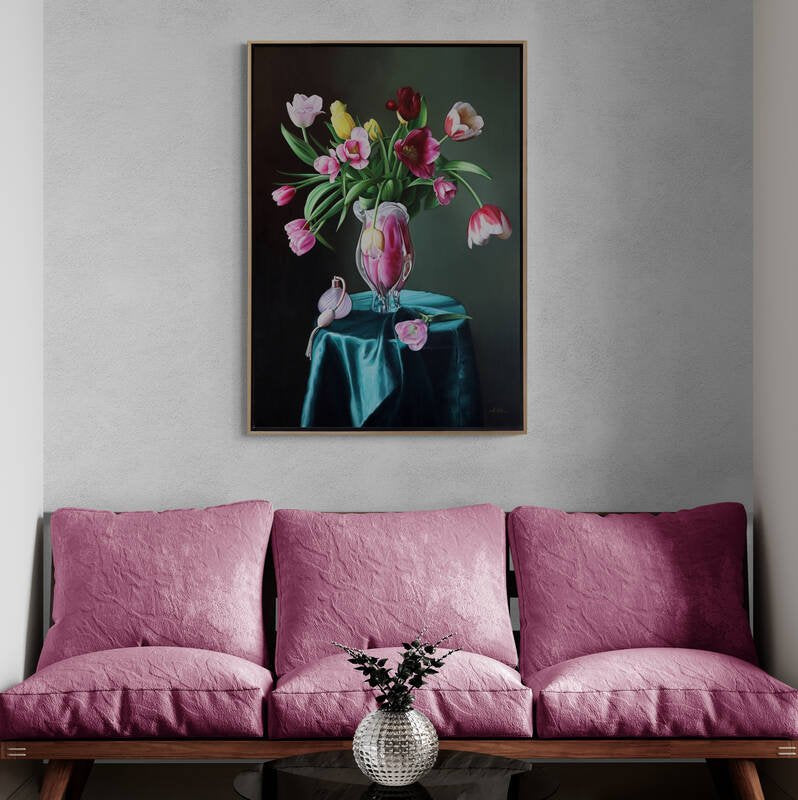 Vazodaki Laleler Siparişe Özel Yağlı Boya Tablo