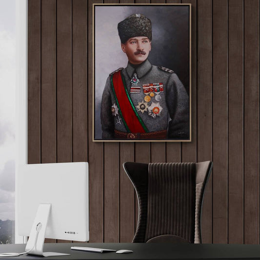 Büyük Liderin İzinde Siparişe Özel Yağlı Boya Tablo Simurg Sanatevi