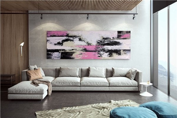 Pembe Siyah Siparişe Özel Soyut Yağlı Boya Tablo