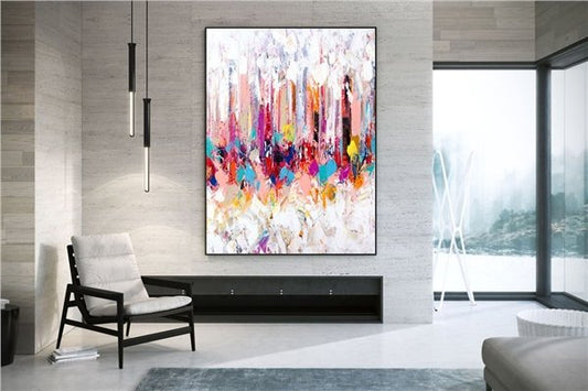 Renkli Diyagram Siparişe Özel Soyut Yağlı Boya Tablo Simurg Sanatevi