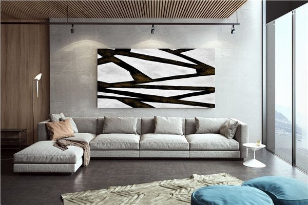 İskandinav Beyaz Siyah Siparişe Özel Soyut Yağlı Boya Tablo