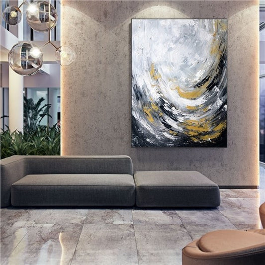 Modern Çizgiler Siparişe Özel Soyut Yağlı Boya Tablo Simurg Sanatevi