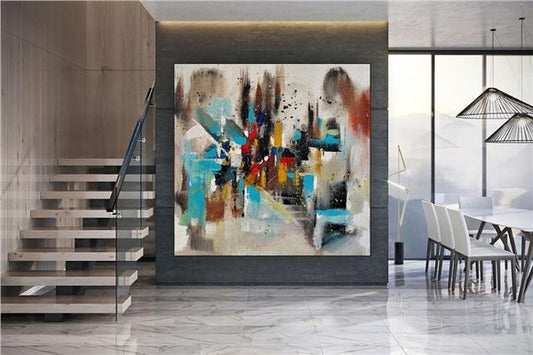 Minimalist Çağrışımlar Siparişe Özel Soyut Yağlı Boya Tablo Simurg Sanatevi