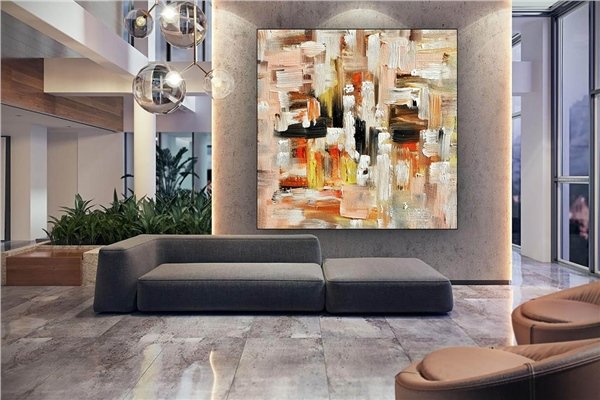 Sarı Siparişe Özel Soyut Yağlı Boya Tablo