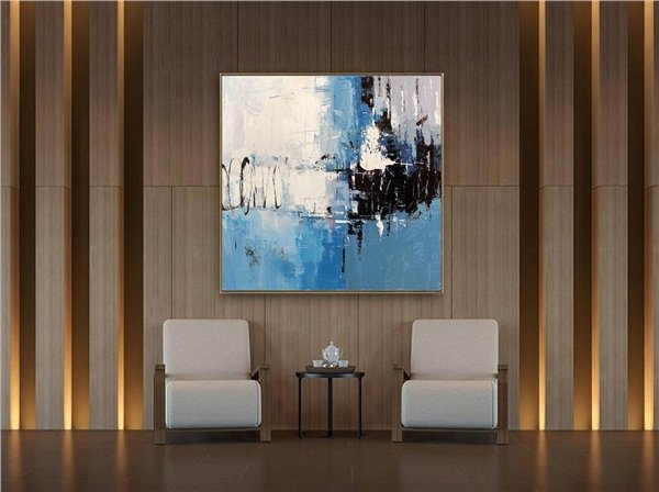 Mavi Siyah Siparişe Özel Soyut Yağlı Boya Tablo