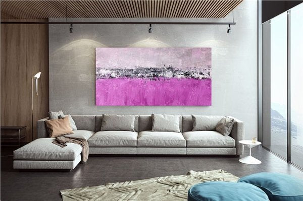Pembe ve Fuşya Tonlarda Siparişe Özel Soyut Yağlı Boya Tablo