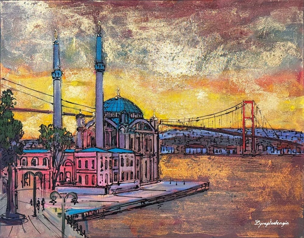 Akşamüstü Ortaköy Cami Yağlı Boya Tablosu