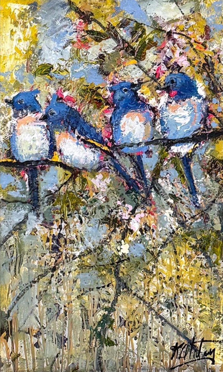 Anın İçinde Kuşlar Yağlı Boya Tablosu