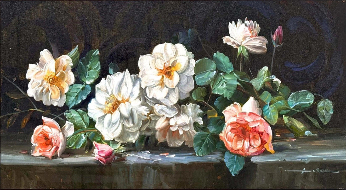 Aşkın İzleri Güller Yağlı Boya Tablosu