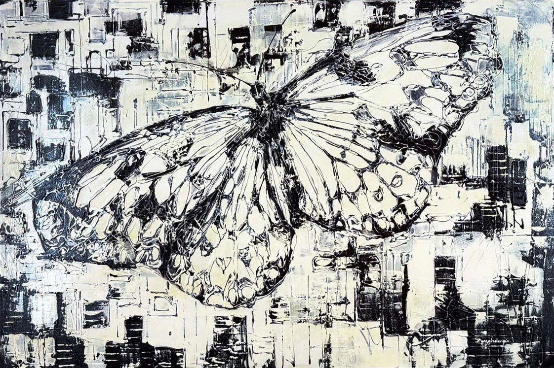 Beyaz Kelebeğin Rüyası Yağlı Boya Tablosu