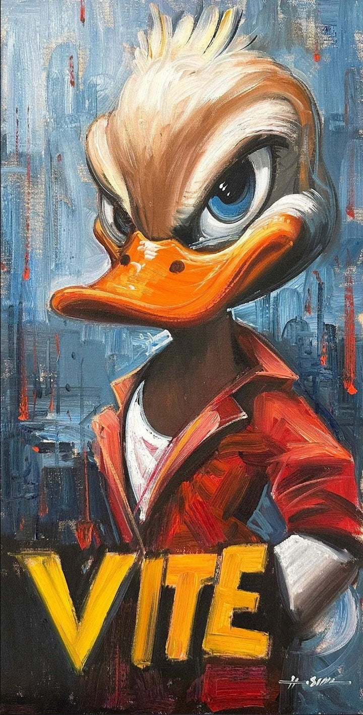 Beyaz Ördek Yağlı Boya Tablosu