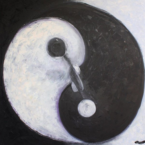 Bir Aynının İki Yarısı Yağlı Boya Tablosu