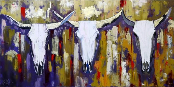 Boğa Başları Yağlı Boya Tablosu