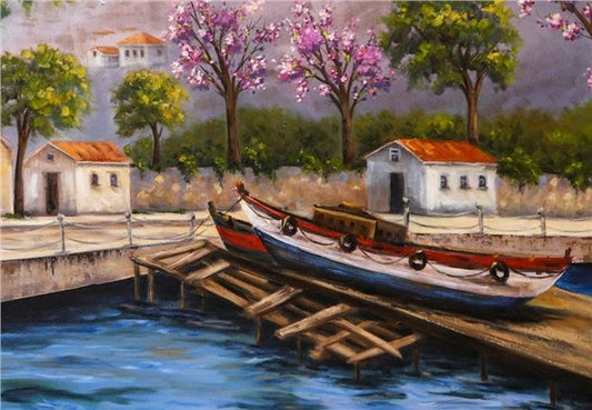 Boğaz Kıyısı Yağlı Boya Tablosu Simurg Sanatevi