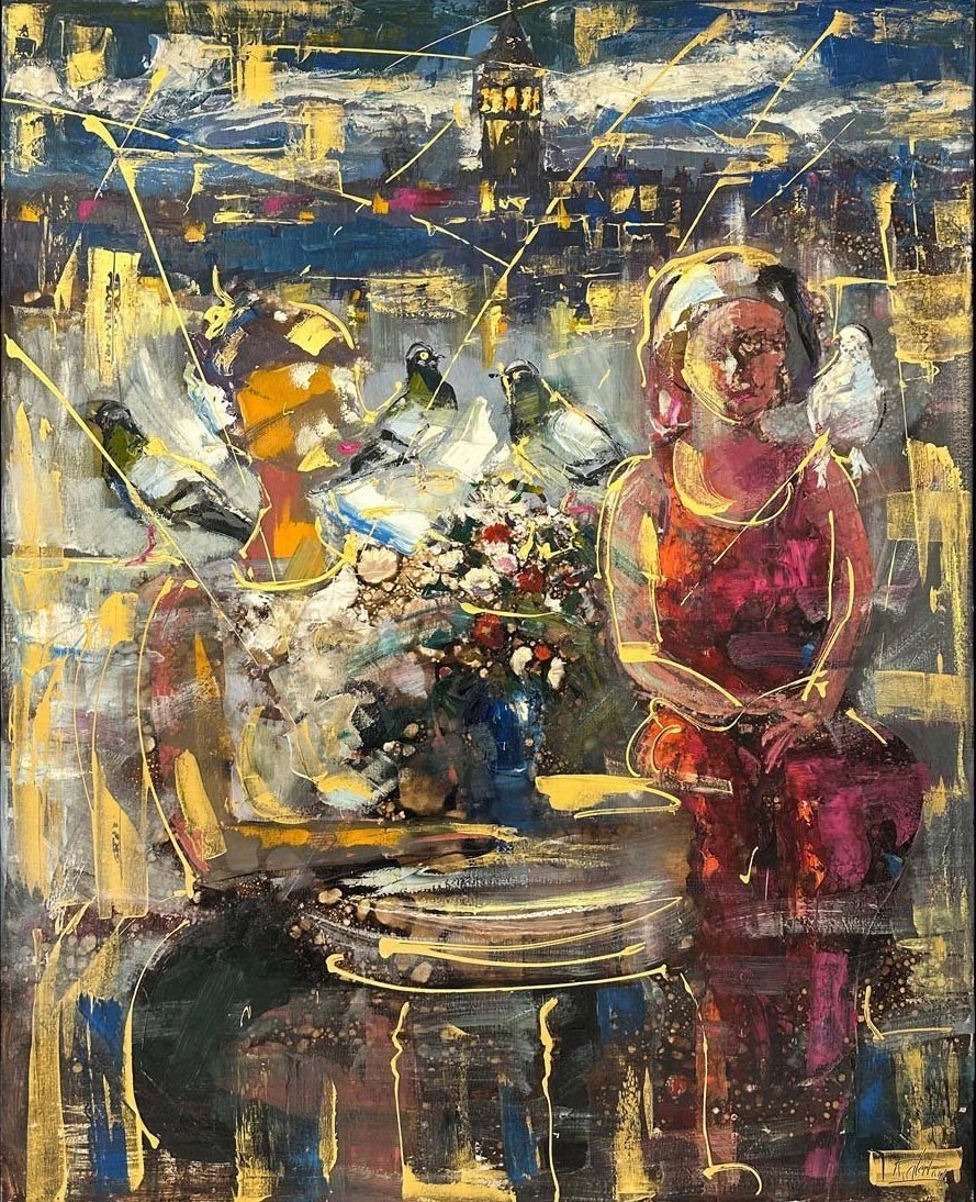 Boğazda Aşkın Silueti Yağlı Boya Tablosu