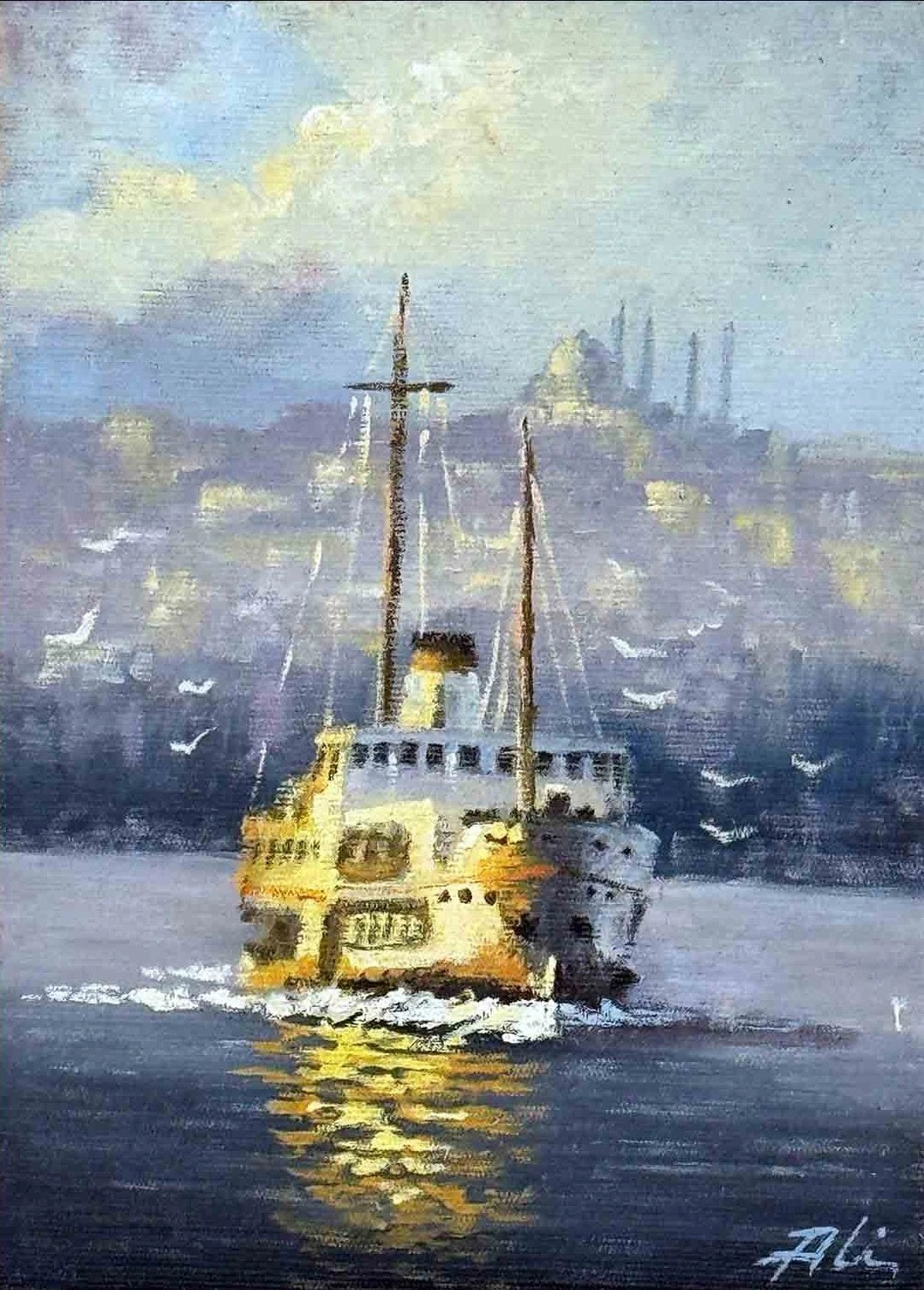 Boğazda Bir Yolculuk Yağlı Boya Tablosu