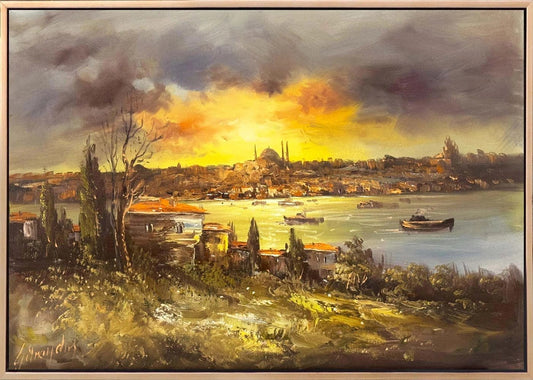 Boğazda Gün Sonu Masalı Yağlı Boya Tablosu Simurg Sanatevi