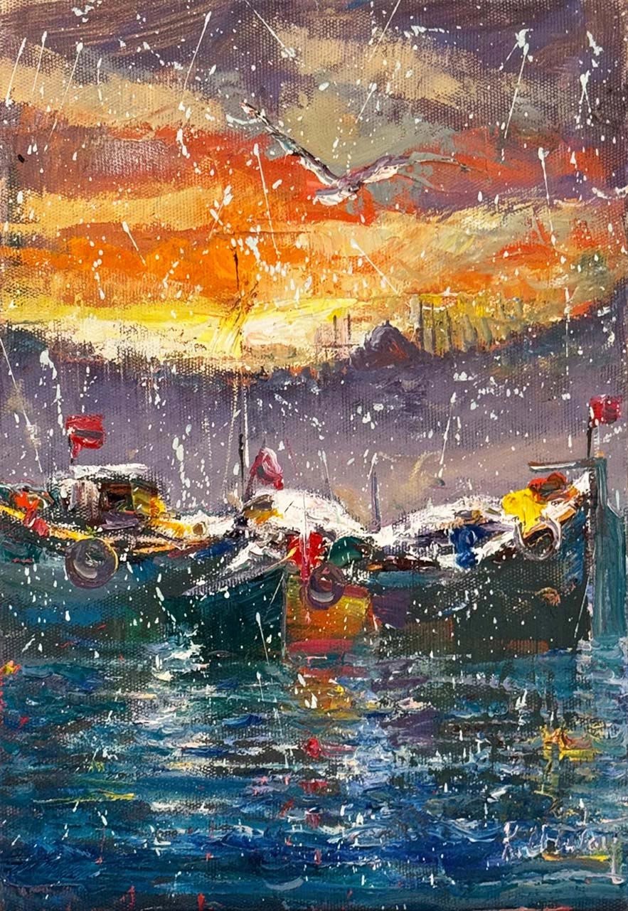 Boğazda Gün Yağlı Boya Tablosu