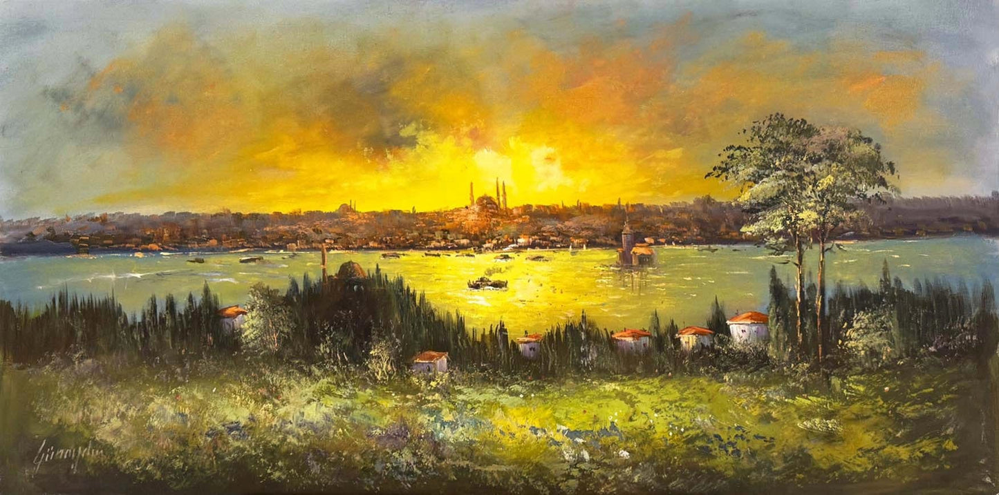 Boğazda Işık Yağmuru Yağlı Boya Tablosu