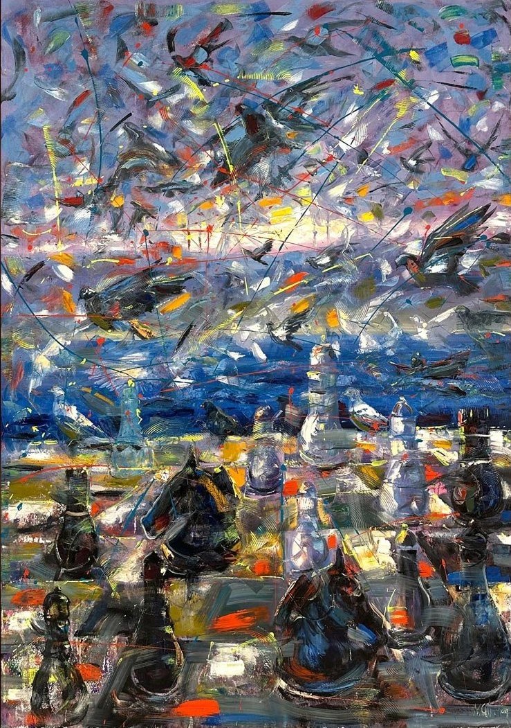 Boğazda Satranç Hamleleri Yağlı Boya Tablosu