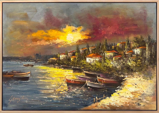 Boğazda Son Işık Yağlı Boya Tablosu Simurg Sanatevi