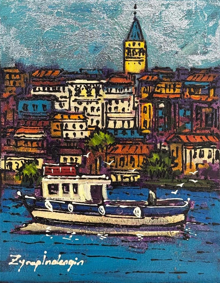 Boğazdan Galata Yağlı Boya Tablosu