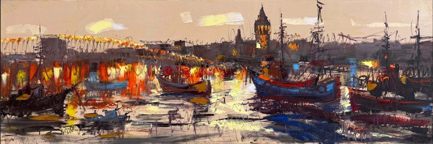 Boğazın Modern Işıltısı Yağlı Boya Tablosu