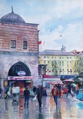 Çarşı Girişi | Sulu Boya Tablo Simurg Sanatevi