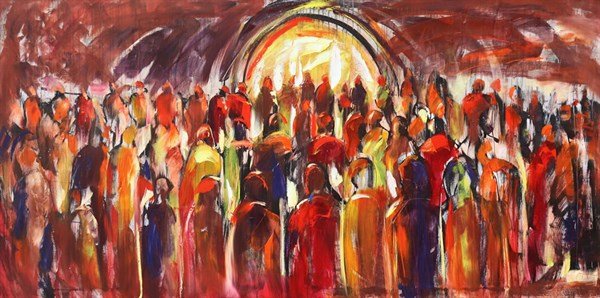 Çarşı Kalabalığı Yağlı Boya Tablosu