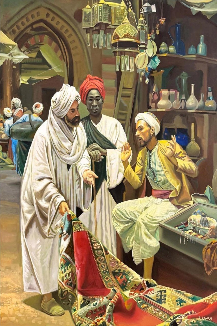 Çarşıdaki Pazarlık Yağlı Boya Tablosu