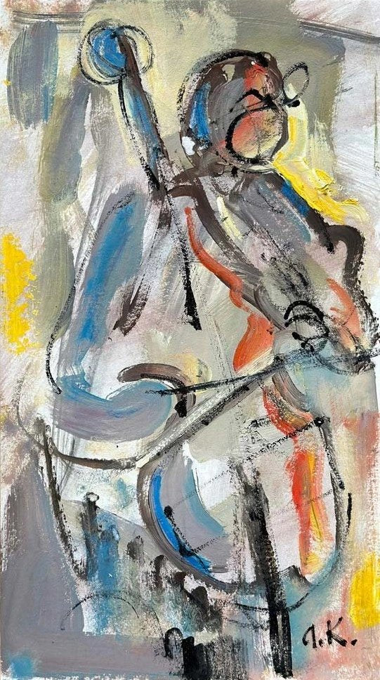 Çello Armonisi Yağlı Boya Tablosu