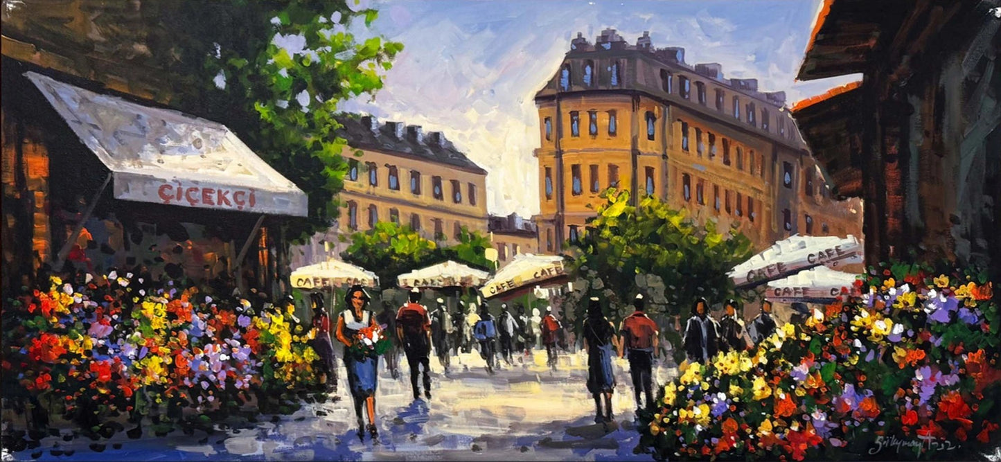 Çiçekçiden Gelen Huzur Yağlı Boya Tablosu