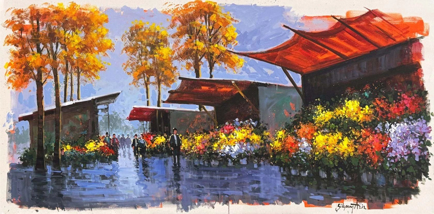 Çiçekçilerin Sokağı Yağlı Boya Tablosu