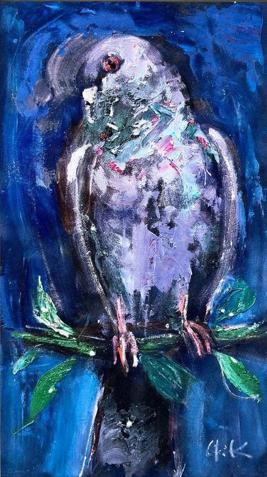 Daldaki Güvercin Yağlı Boya Tablosu