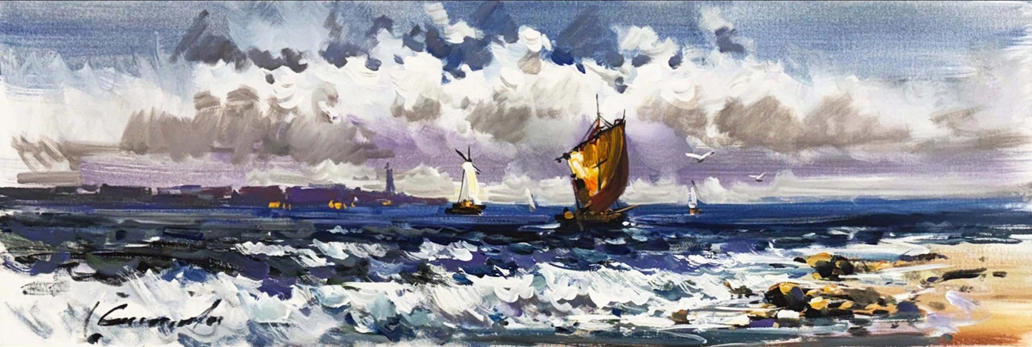 Dalgalar ve Yelkenliler Yağlı Boya Tablosu