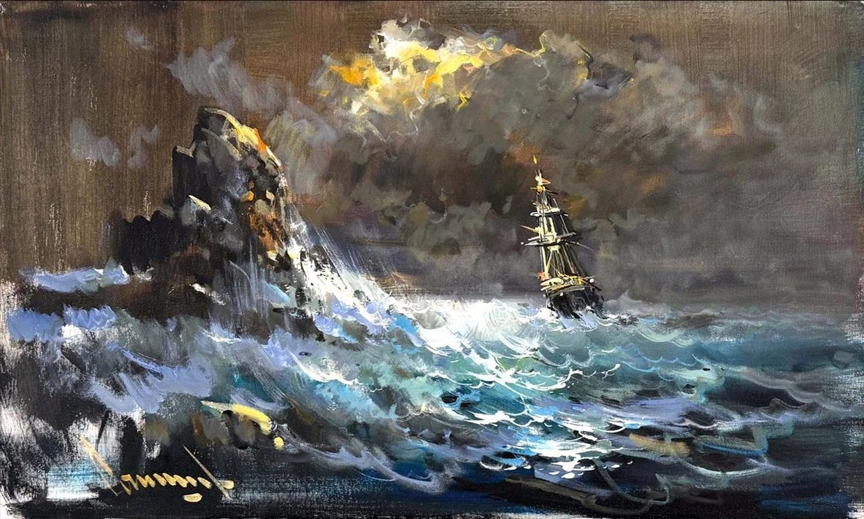 Denizde Sessiz Dalgalar Yağlı Boya Tablosu