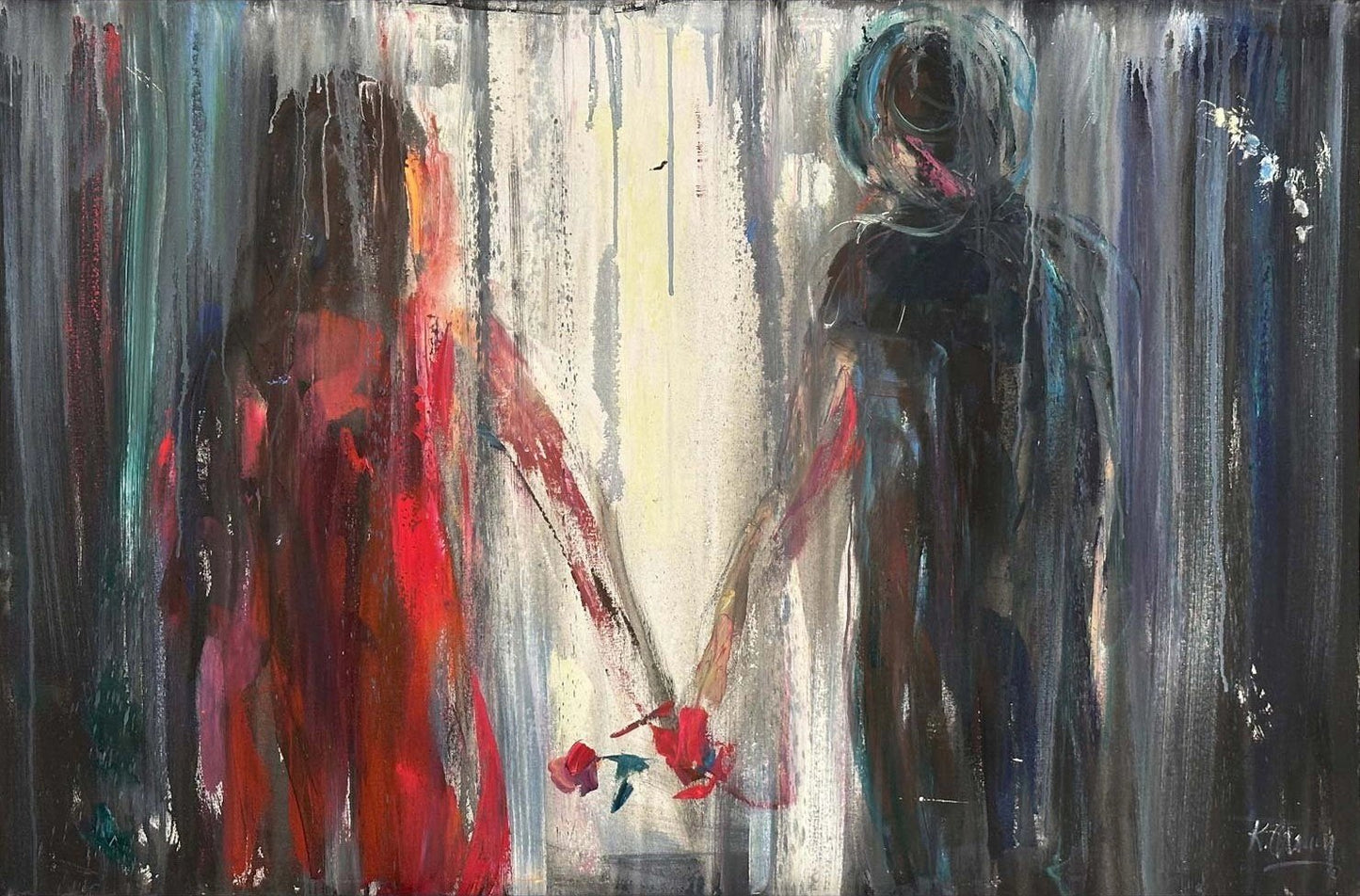 El Ele Geçen Zaman Yağlı Boya Tablosu