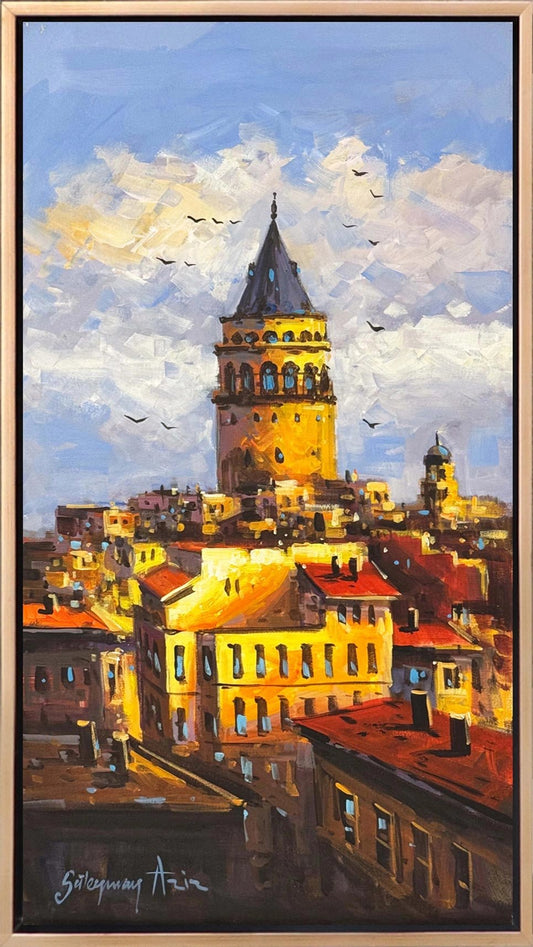 Eski Galata Rüzgarı Yağlı Boya Tablosu Simurg Sanatevi