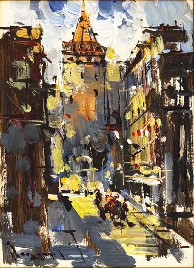 Eski Sokaklarında Galata Yağlı Boya Tablosu