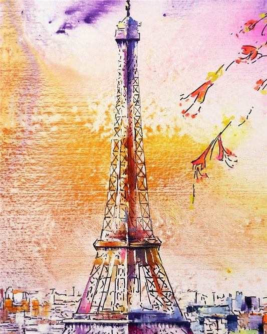 Işığın Altında Eyfel Kulesi Yağlı Boya Tablosu Simurg Sanatevi