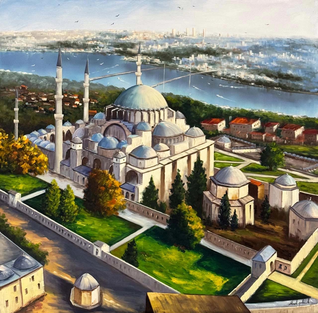 Fatih Sultan Mehmet Cami Yağlı Boya Tablosu