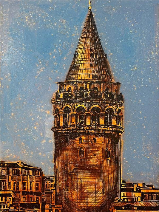 Nostaljik Galata Kulesi Yağlı Boya Tablosu Simurg Sanatevi