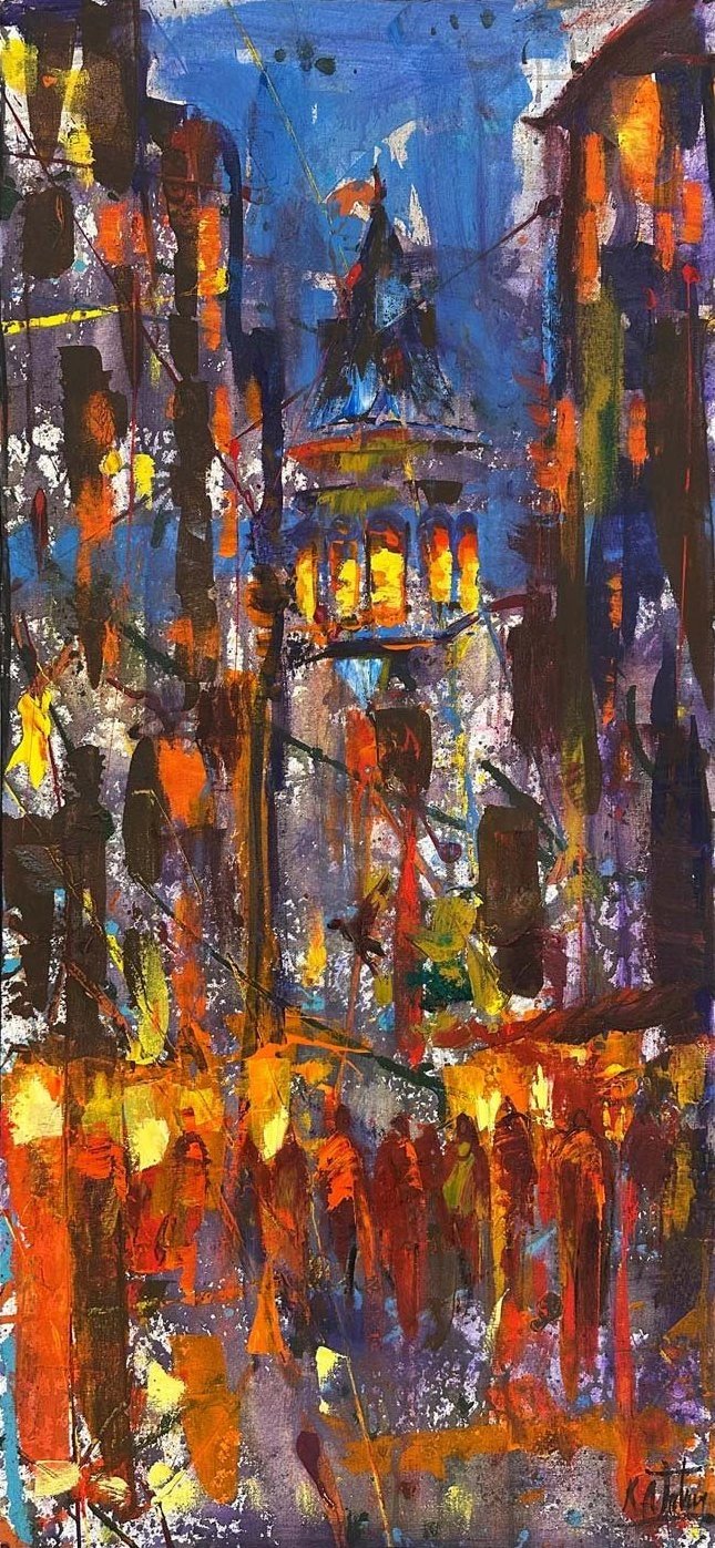 Galata'nın Gecesi Yağlı Boya Tablosu