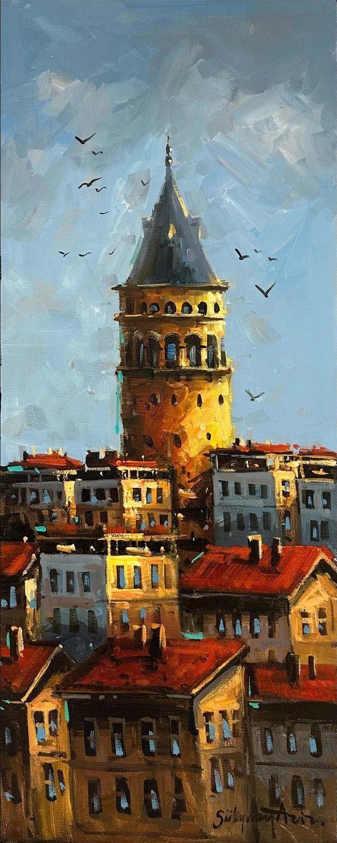 Galata'nın Gölgesinde Yağlı Boya Tablosu