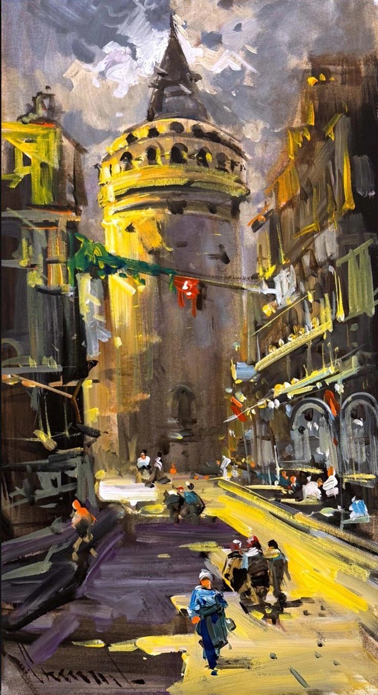 Galata'nın Yanında Yağlı Boya Tablosu