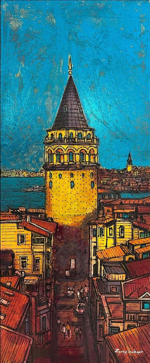 Galata ve Boğazın Sesi Yağlı Boya Tablosu