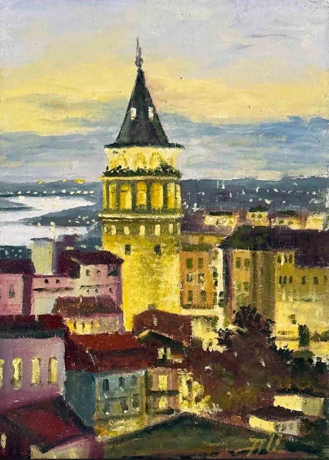 Galata’da Akşam Rüzgârı Yağlı Boya Tablosu