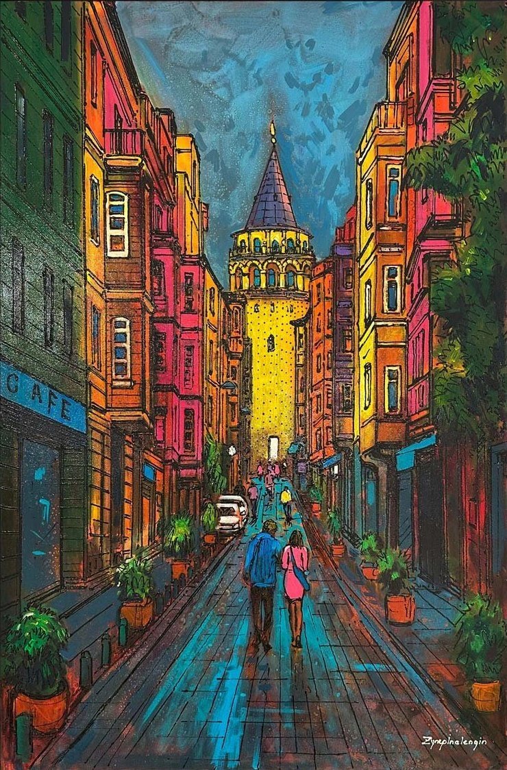 Galata’da Bir Gün Yağlı Boya Tablosu