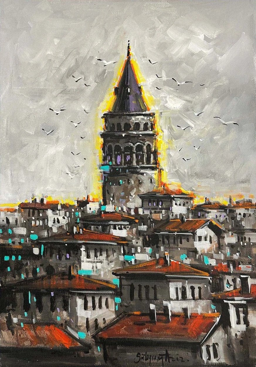 Galata’da Gün Yağlı Boya Tablosu